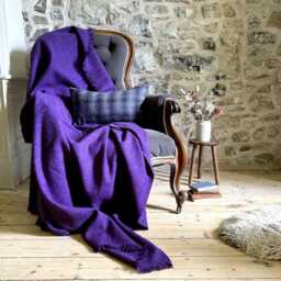 Harris Tweed Thistle - Luxury Large Pure Wool Throw Blanket 150x200cm/59x79 - thumbnail 3