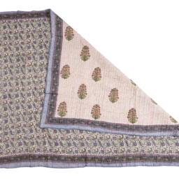 Hand Block Print Cotton Kantha Quilt, Indian Bedspread - thumbnail 3