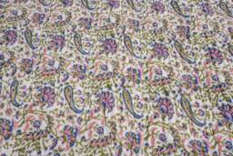 Hand Block Print Cotton Kantha Quilt, Indian Bedspread - thumbnail 1