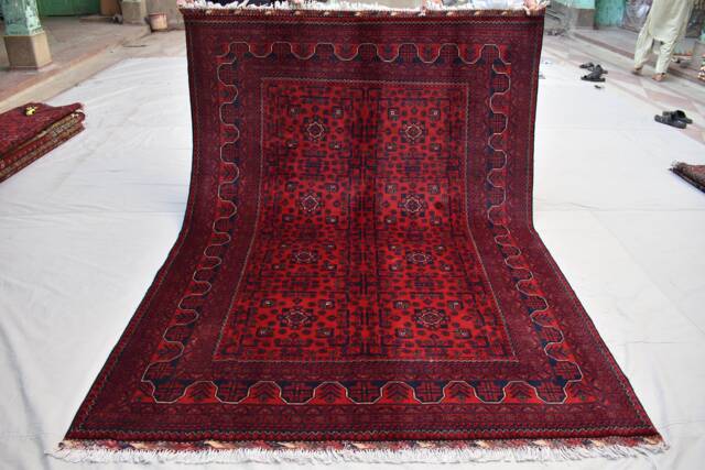 Vintage Style Red Persian Rug 6x8 Ft - Geometric Handmade Wool Carpet - image 1