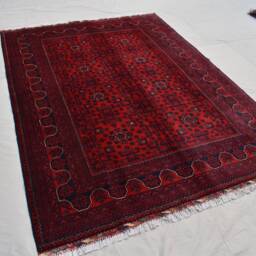 Vintage Style Red Persian Rug 6x8 Ft - Geometric Handmade Wool Carpet - thumbnail 3