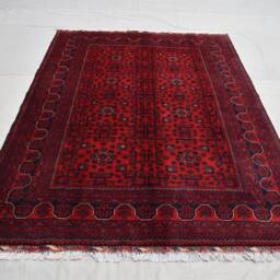 Vintage Style Red Persian Rug 6x8 Ft - Geometric Handmade Wool Carpet - thumbnail 2