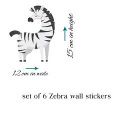 Zebra Wall Decals, Removable Animal Stickers For Nursery - Set Of 6 - thumbnail 3