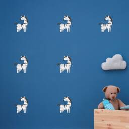 Zebra Wall Decals, Removable Animal Stickers For Nursery - Set Of 6 - thumbnail 1