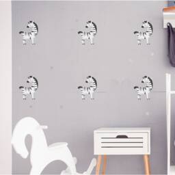 Zebra Wall Decals, Removable Animal Stickers For Nursery - Set Of 6 - thumbnail 2