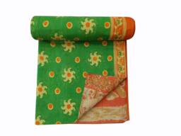 Handmade Vintage Cotton Kantha Quilt Bohemian Throw Blanket