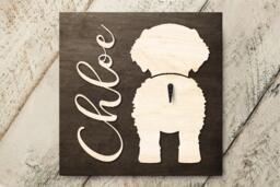 Personalized Goldendoodle Dog Sign With Pet Name, Wood Wall Hook For Birthday Christmas Gift