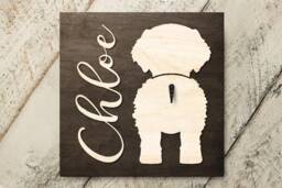 Personalized Goldendoodle Dog Sign With Pet Name, Wood Wall Hook For Birthday Christmas Gift - thumbnail 1