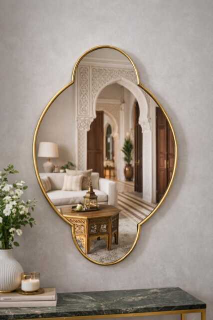 Moroccan Brass Oval Mirror - Handcrafted Wall Accent Multiples Sizes - image 1