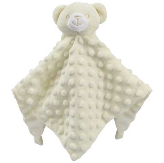 Personalised Cream Bear Silky Fleece Blankie Soft Baby Comforter Newborn Snuggle Gift Nursery Keepsake - image 1
