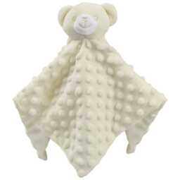 Personalised Cream Bear Silky Fleece Blankie Soft Baby Comforter Newborn Snuggle Gift Nursery Keepsake - thumbnail 1