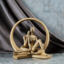 Abstract Love Circle Sculpture Vintage Style Gold Lovers Statue, Home Office Bookshelf & Sideboard Decor - thumbnail 2