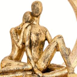 Abstract Love Circle Sculpture Vintage Style Gold Lovers Statue, Home Office Bookshelf & Sideboard Decor - thumbnail 3