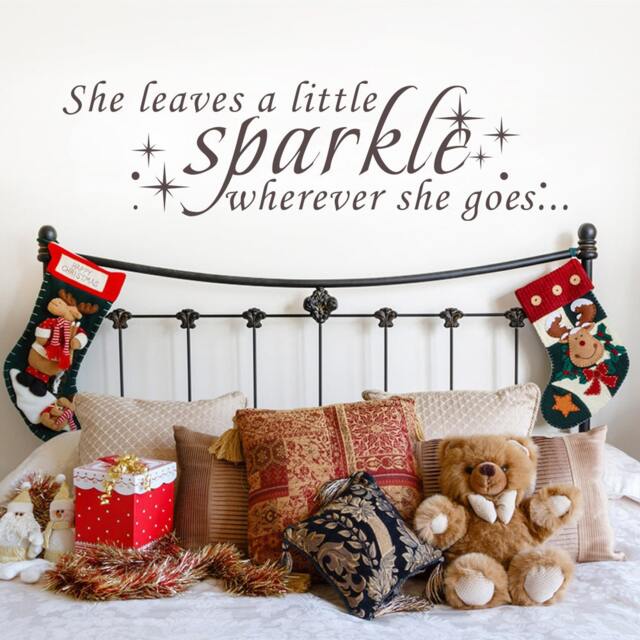 She Leaves A Little Sparkle Wherever Goes Quote Wall Decal- Girls Decals Nursery Decal Bedroom Home Decor - 128 - image 1