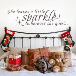 She Leaves A Little Sparkle Wherever Goes Quote Wall Decal- Girls Decals Nursery Decal Bedroom Home Decor - 128 - thumbnail 1