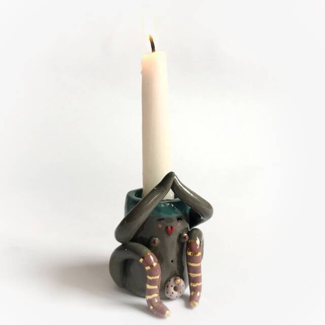 Yoga Candlestick Holder, Grey Lover Gift, Style Ceramic Table Decoration, Spiritual Space - image 1