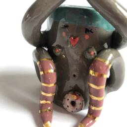 Yoga Candlestick Holder, Grey Lover Gift, Style Ceramic Table Decoration, Spiritual Space - thumbnail 4