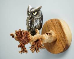 Owl On A Tree Branch Wall Decor, Art, Painted Figurine, Handcrafted, Colorful, Wooden Ornament, Sculpture, Room Birthday Gift - thumbnail 1