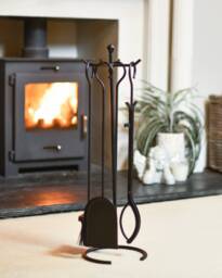Four Piece Fireside Tools Set, Companion Winter Cozy, Handy Robust, Fireplace, Coal Shovel, Ash Pan & Brush Set - thumbnail 1