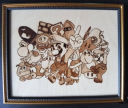 Mario Bros. Tribute - Woodburning Free Shipping Ca & Us - thumbnail 1