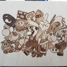 Mario Bros. Tribute - Woodburning Free Shipping Ca & Us - thumbnail 2