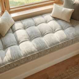 French Cushion Indoor, Tufted Bench Cushion, Window Seat Reading Nook Comfy Floor - thumbnail 1