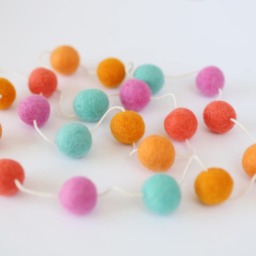 Felt Ball Garland - Wool Nursery Decor Pom Pom Baby Room Tropical Shower Dec - thumbnail 3