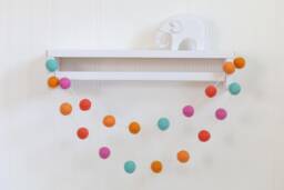 Felt Ball Garland - Wool Nursery Decor Pom Pom Baby Room Tropical Shower Dec - thumbnail 1