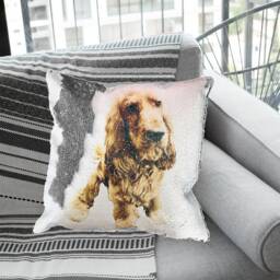 Custom Sequin Photo Cushion, Personalised Cushion Cover 40x40, Covers Uk, Sequin Cushion - thumbnail 1