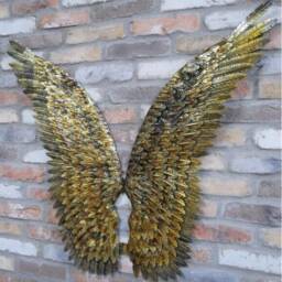 Large Angel Wings Wall Art Contemporary Metal Sculpture, Elegant Religious & Spiritual Decor Modern Hanging Living Room, Bedroom Office - thumbnail 2