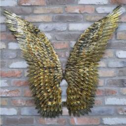 Large Angel Wings Wall Art Contemporary Metal Sculpture, Elegant Religious & Spiritual Decor Modern Hanging Living Room, Bedroom Office - thumbnail 3
