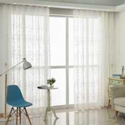 White Flower Voile Curtain Custom Sheer Polyester Panel - thumbnail 2