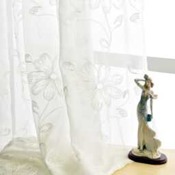 White Flower Voile Curtain Custom Sheer Polyester Panel - thumbnail 3