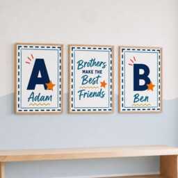 Brothers Make Friends Prints - Set Of 3 Boys Room Decor, Shared Bedroom Wall Art - thumbnail 3