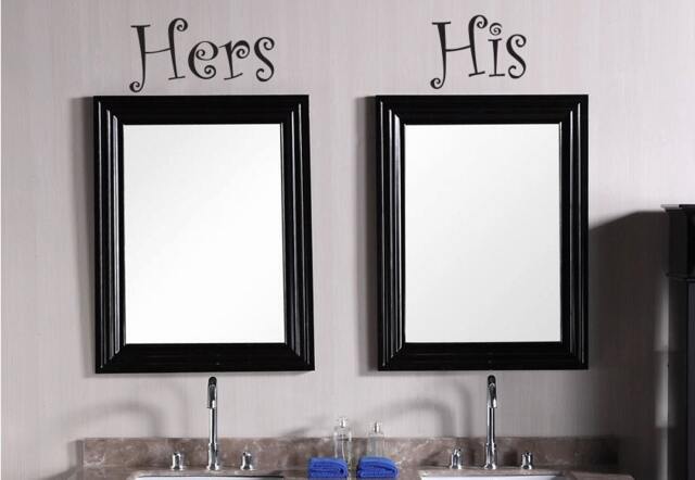 "His & Hers Vinyl Decal Wall Art Sticker. 4""x8" - image 1