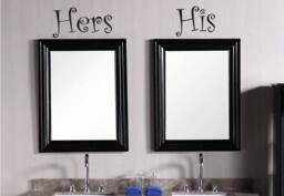 "His & Hers Vinyl Decal Wall Art Sticker. 4""x8" - thumbnail 1