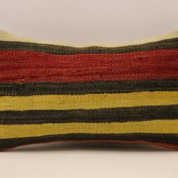Vintage Turkish Kilim Pillow Cover, Boho Cushion - 12x20 In - thumbnail 2