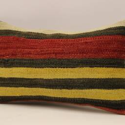 Vintage Turkish Kilim Pillow Cover, Boho Cushion - 12x20 In - thumbnail 3