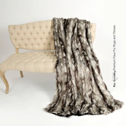 Exotic Gray Rabbit Faux Fur Throw Blanket, Minky Cuddle Lining - thumbnail 3