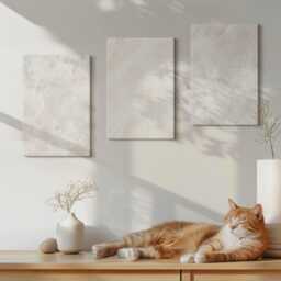 Canvas Set Of 3 Wall Art - Stone Pastel Structures White Marble, Beige Picture Print, Natural Textures Hanging Piece - thumbnail 3