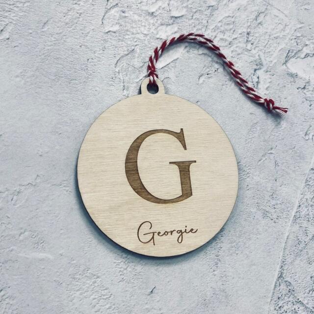 Personalised Wooden Christmas Bauble - Engraved Ornament - image 1