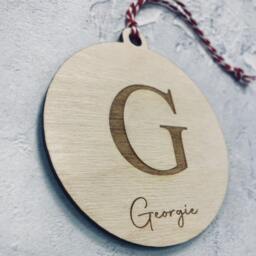 Personalised Wooden Christmas Bauble - Engraved Ornament - thumbnail 2