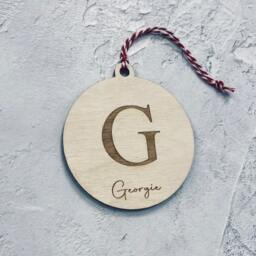 Personalised Wooden Christmas Bauble - Engraved Ornament - thumbnail 1