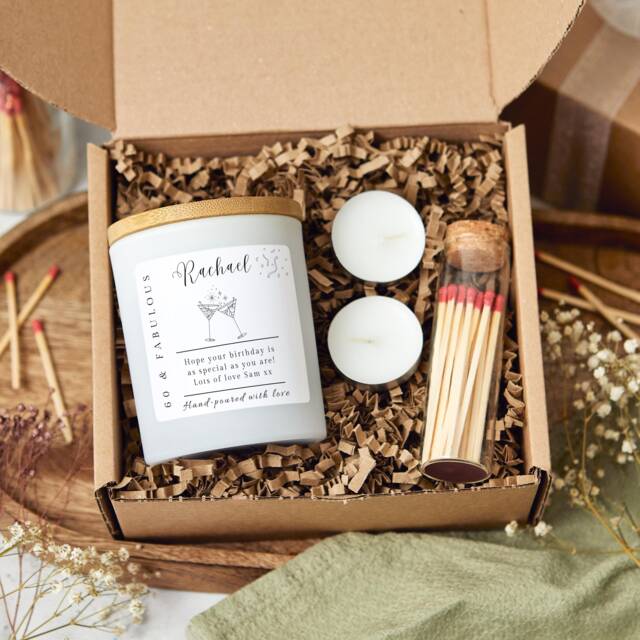 60 & Fabulous, 60Th Birthday Gifts For Women, Sixty & Personalised Candle, Gift Mum, Friend, Colleague - image 1