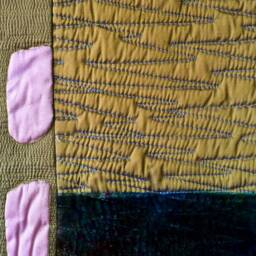 Olive Green Abstract Textile Art Quilt Geometric Wall Hanging - thumbnail 4
