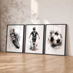 Boys Football Print Set - Personalised Kids Bedroom Prints, Soccer Wall Art Of 3 - thumbnail 3
