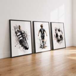 Boys Football Print Set - Personalised Kids Bedroom Prints, Soccer Wall Art Of 3
