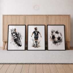 Boys Football Print Set - Personalised Kids Bedroom Prints, Soccer Wall Art Of 3 - thumbnail 2