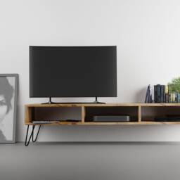 Scandinavian Tv Cabinet - Stand Unit Console Table Hairpin Legs Handmade Solid Wood Oak Teak Walnut Wax Finish Low Board - thumbnail 3
