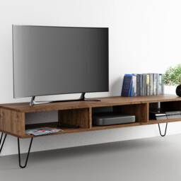 Scandinavian Tv Cabinet - Stand Unit Console Table Hairpin Legs Handmade Solid Wood Oak Teak Walnut Wax Finish Low Board - thumbnail 2